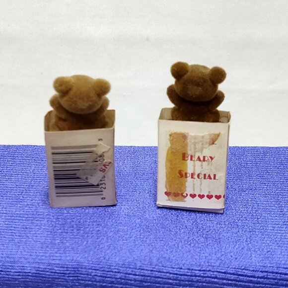 Flocked Mini Teddy Bears Decorative Love Messages Gift Bags Fridge Magnets 1980s - Picture 2 of 5